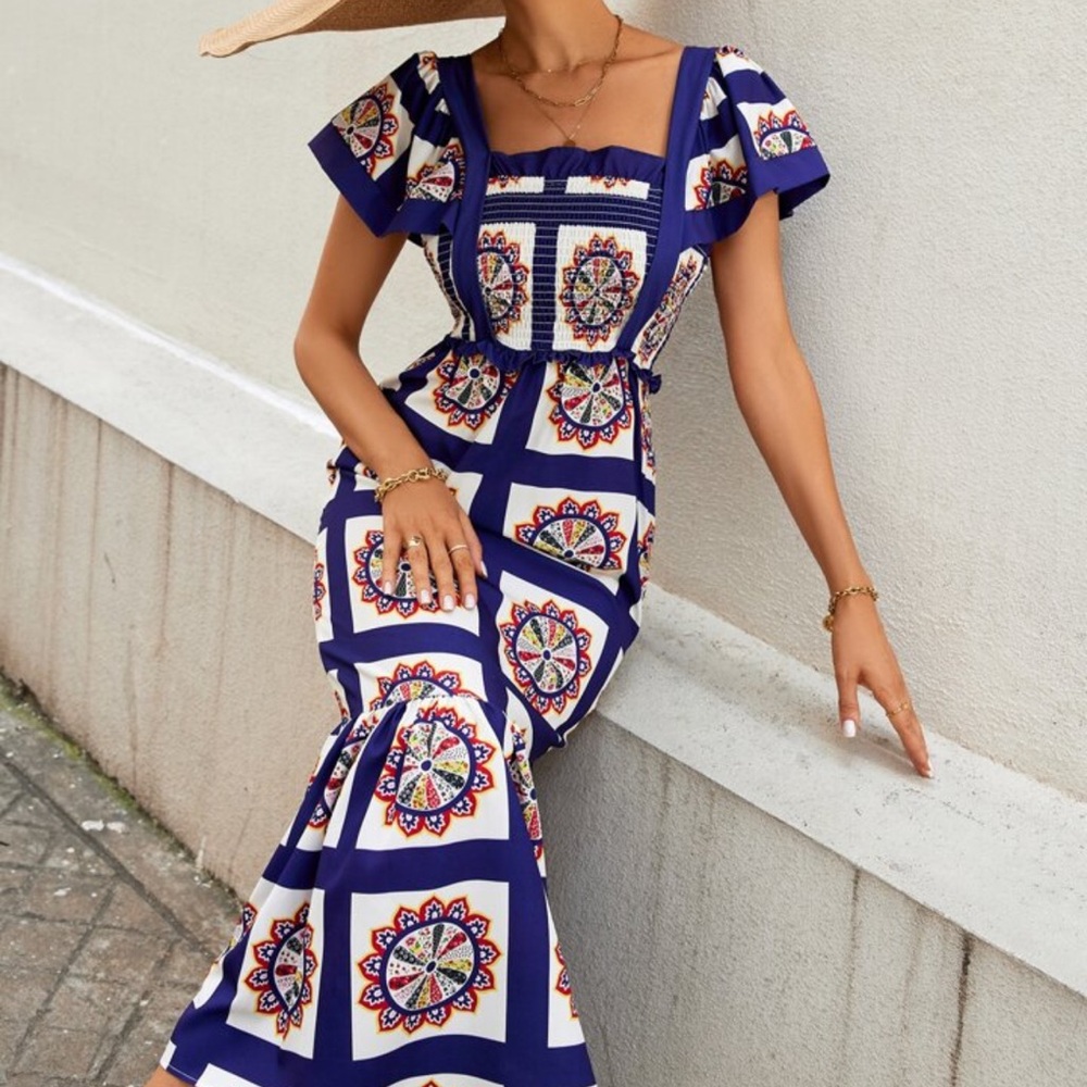 Size medium, blue maxi dress